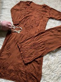 Heavy Work Soft Dyeable modal Plazzo set - Chikankari official