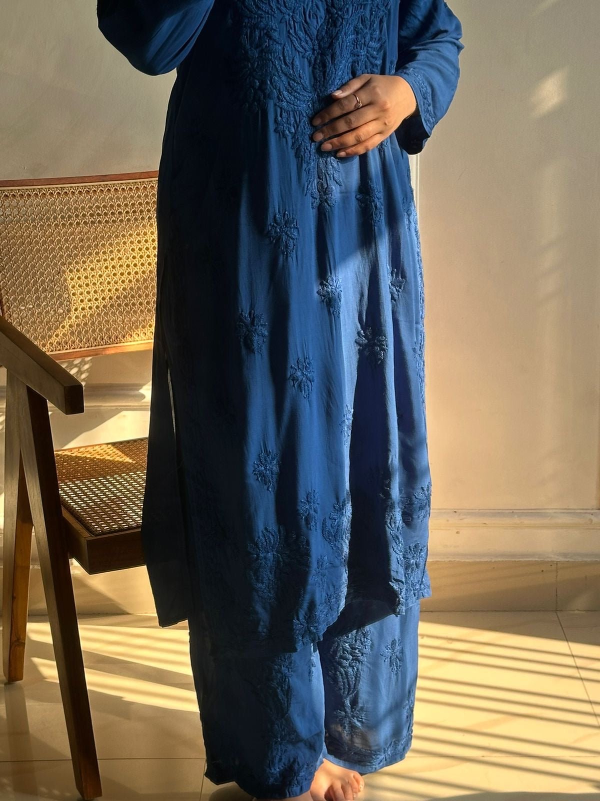 Heavy Work Soft Dyeable modal Plazzo set - Chikankari official