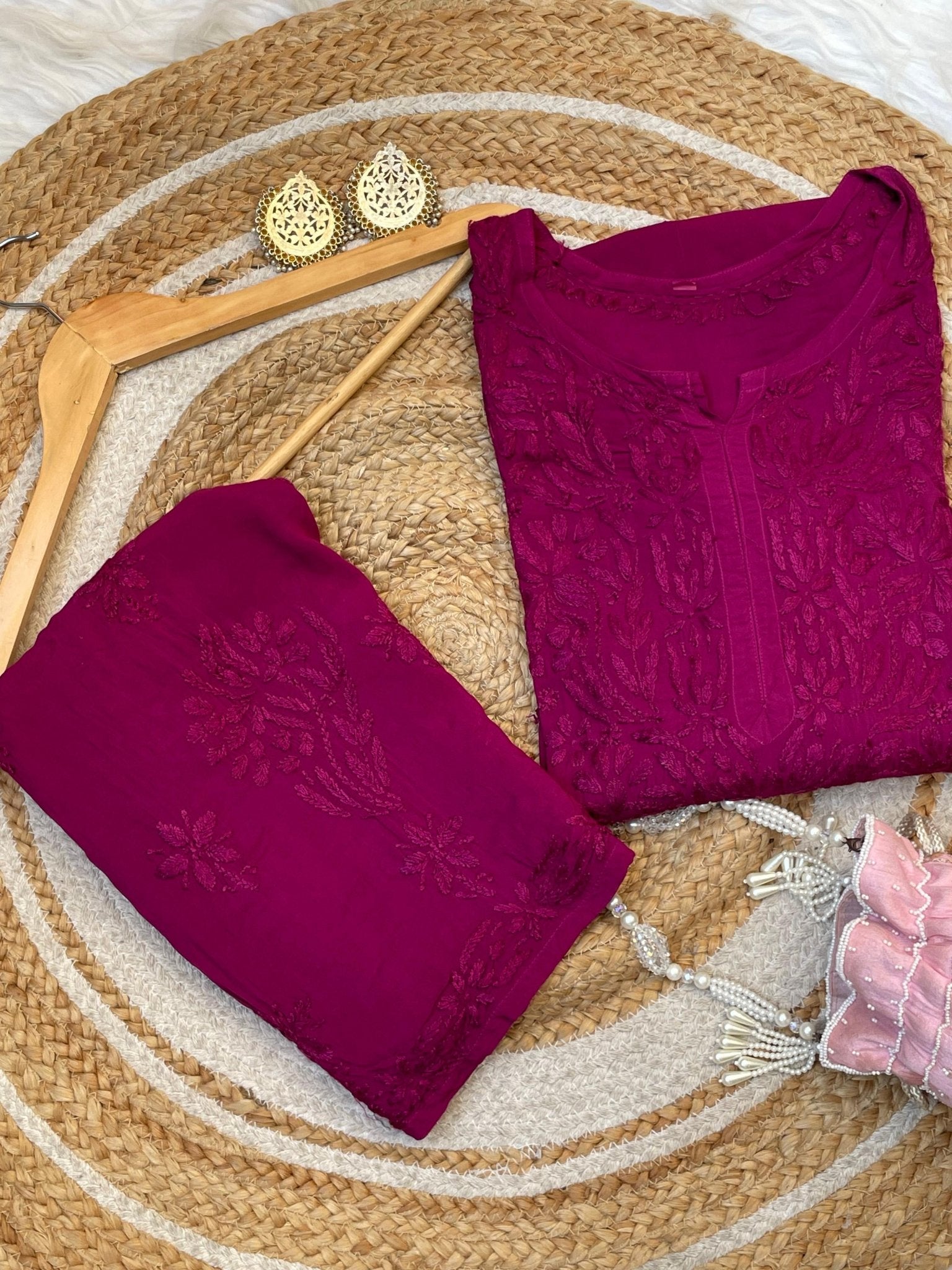 Heavy Work Soft Dyeable modal Plazzo set - Chikankari official