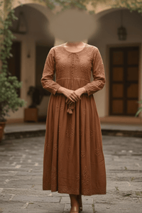 Heavy Yoke Chikankari Handwork Rayon Gown | Chikankari Official - Chikankari official