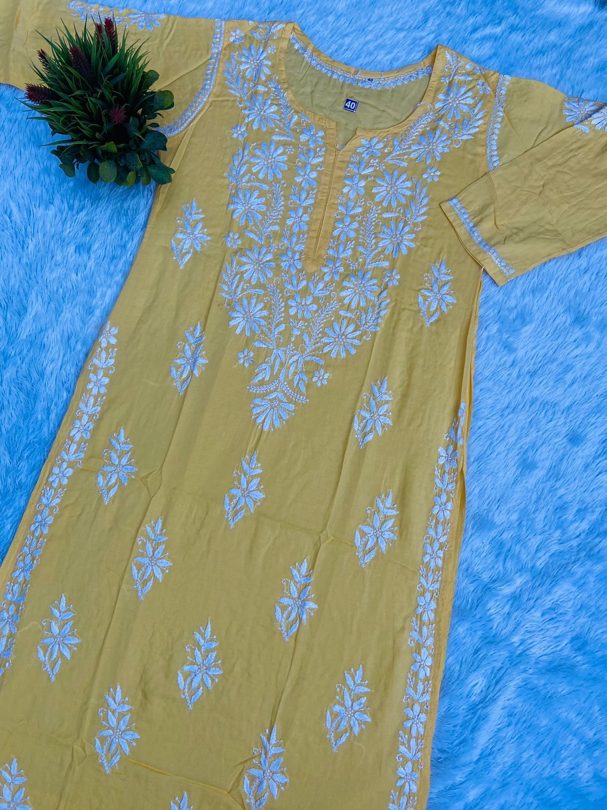 Hoor chikan modal kurta - Chikankari official