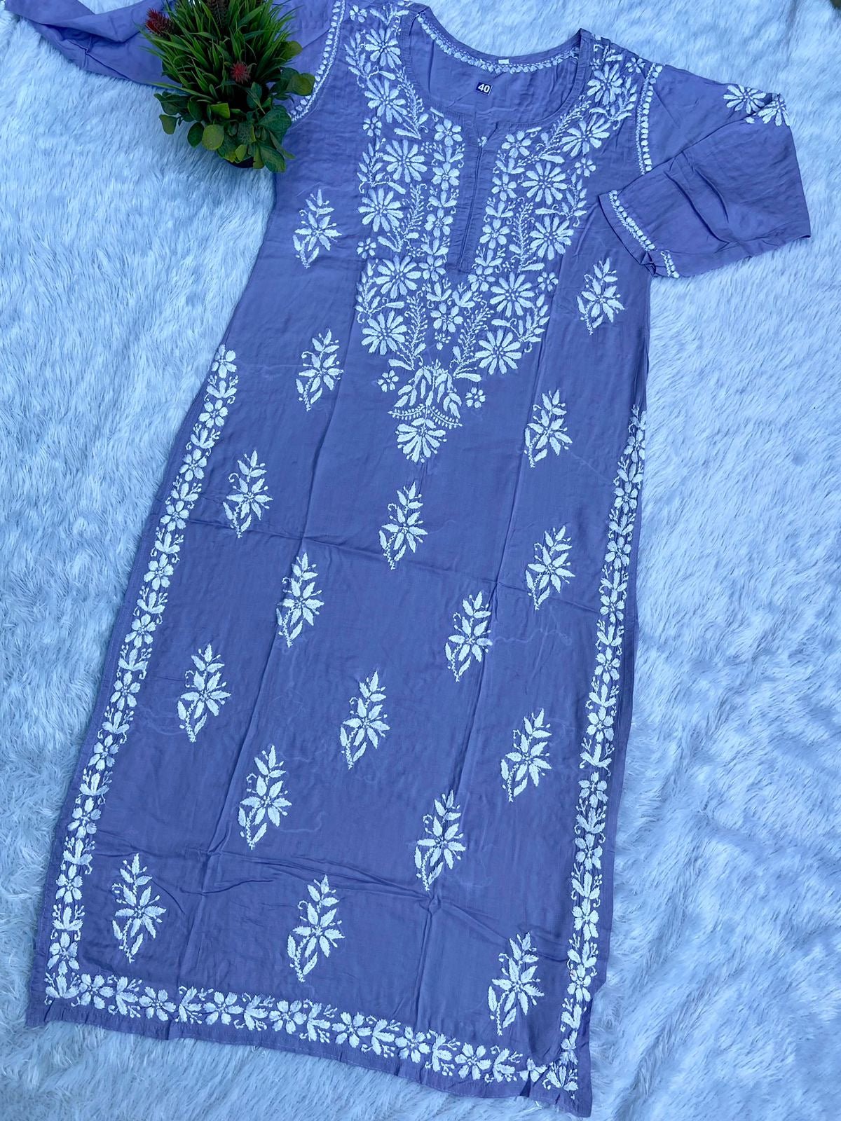 Hoor chikan modal kurta - Chikankari official