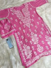 Huda Heavy embroidery Handcrafted Rayon Chikankari Combo - Chikankari official