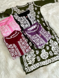 Huda Heavy embroidery Handcrafted Rayon Chikankari Combo - Chikankari official