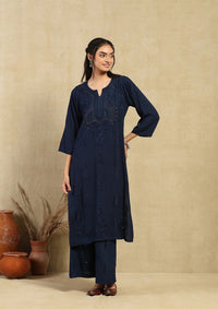 Iddat Muqaish Work Fine Handwork Lucknowi Kurta Plazo 2pcSet - Chikankari official