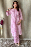 Iddat Premium chikankari Soft pastel shades kurti With Plazzo - Chikankari official