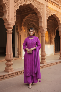 Chanderi Muqaish Chikankari 3-Piece Co-ord Set — Heritage Editorial