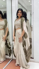 Indowestern Ethnic Beidge Set - Chikankari official