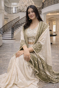 Indowestern Ethnic Beidge Set - Chikankari official