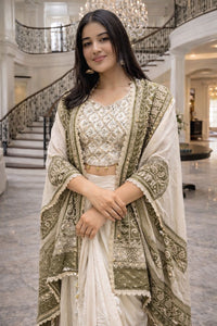 Indowestern Ethnic Beidge Set - Chikankari official