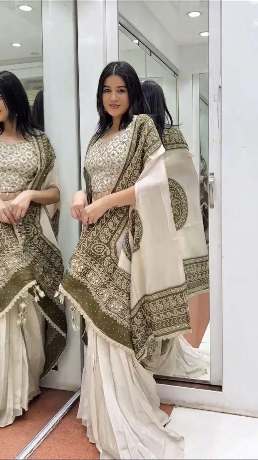 Indowestern Ethnic Beidge Set - Chikankari official