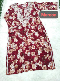Iron Free Comfy Perfect Ready Chikan Floral Kurta - Chikankari official