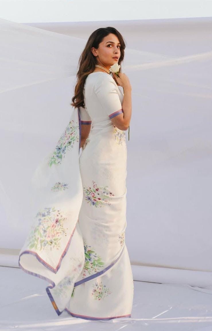 Japan satin Saree 6:30 meter - Chikankari official