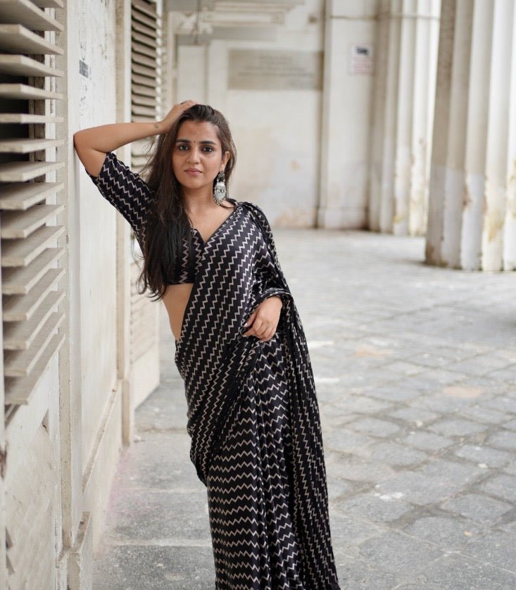 Japan satin Saree 6:30 meter - Chikankari official