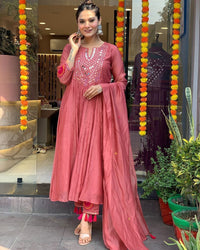 Kanch Kali 3 Colors Ethnic X Chikankari Original Mirror HandWork On Neck - Chikankari official