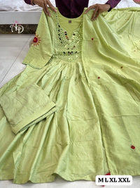 Kanch Kali 3 Colors Ethnic X Chikankari Original Mirror HandWork On Neck - Chikankari official