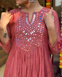 Kanch Kali 3 Colors Ethnic X Chikankari Original Mirror HandWork On Neck - Chikankari official
