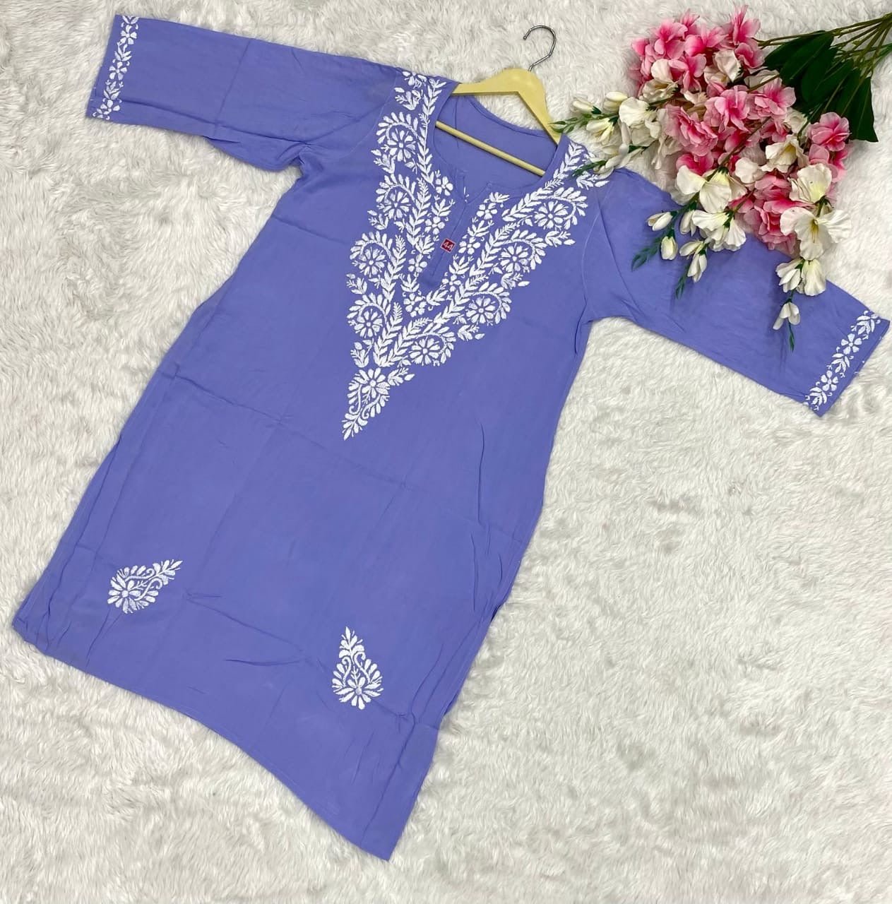Kashmiri Style Modal cotton kurta - Chikankari official