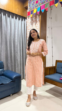 Khadi cotton Comfy Long Kurta - Chikankari official