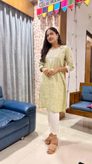 Khadi cotton Comfy Long Kurta - Chikankari official