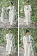 Khadi Cotton embroidered 3pc Set - Chikankari official