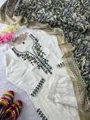 Khadi Cotton embroidered 3pc Set - Chikankari official