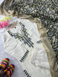 Khadi Cotton embroidered 3pc Set - Chikankari official