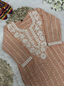 Khadi Cotton Embroidered Kurta - Chikankari official
