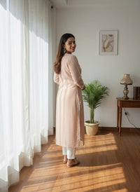 Khadi Cotton Embroidered Kurta - Chikankari official