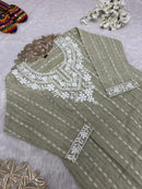 Khadi Cotton Embroidered Kurta - Chikankari official