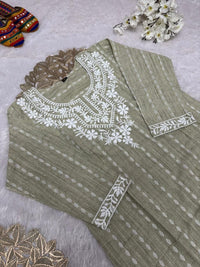 Khadi Cotton Embroidered Kurta - Chikankari official
