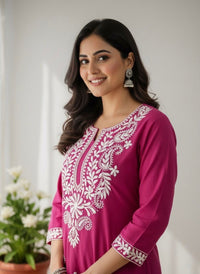 Khadi Cotton Kurta Set - Chikankari official