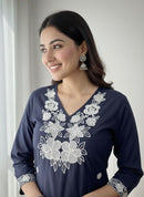 Khadi Cotton Kurta Set - Chikankari official