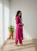 Khadi Cotton Kurta Set - Chikankari official