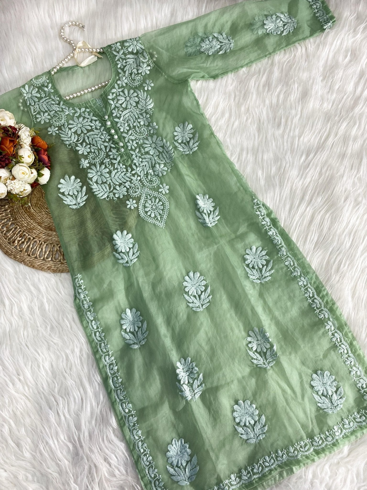 Khubsurat Chikankari Silk Organza kurta - Chikankari official