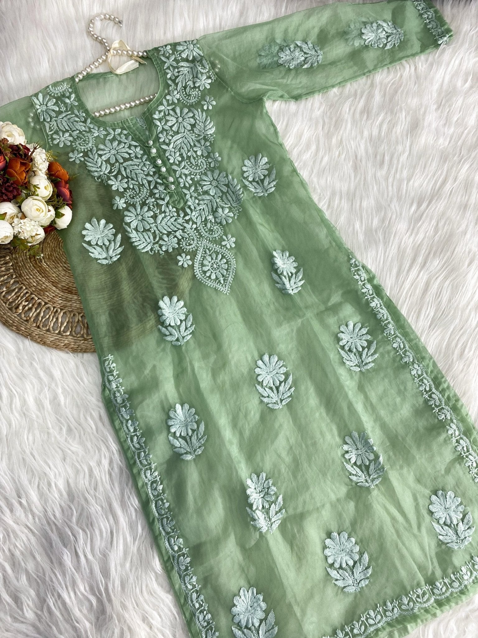 Khubsurat Chikankari Silk Organza kurta - Chikankari official