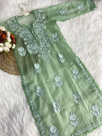 Khubsurat Chikankari Silk Organza kurta - Chikankari official
