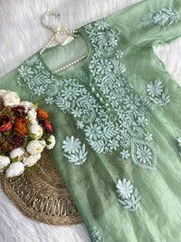 Khubsurat Chikankari Silk Organza kurta - Chikankari official