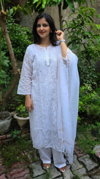 Kota 3pc Fully Muqaish Worked Set - Chikankari official