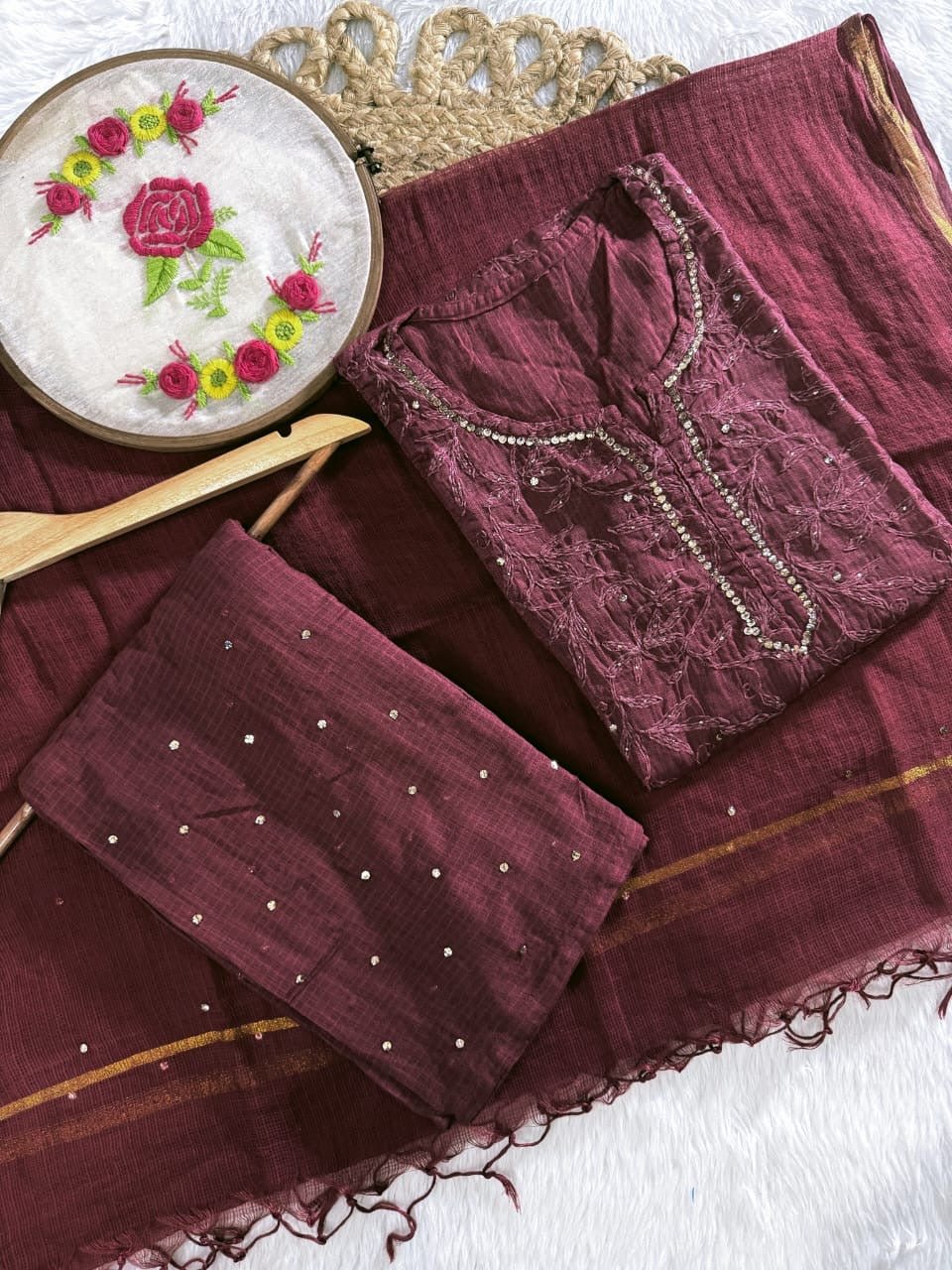 Kota 3pc Fully Muqaish Worked Set - Chikankari official