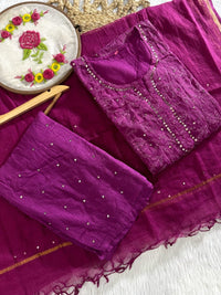 Kota 3pc Fully Muqaish Worked Set - Chikankari official