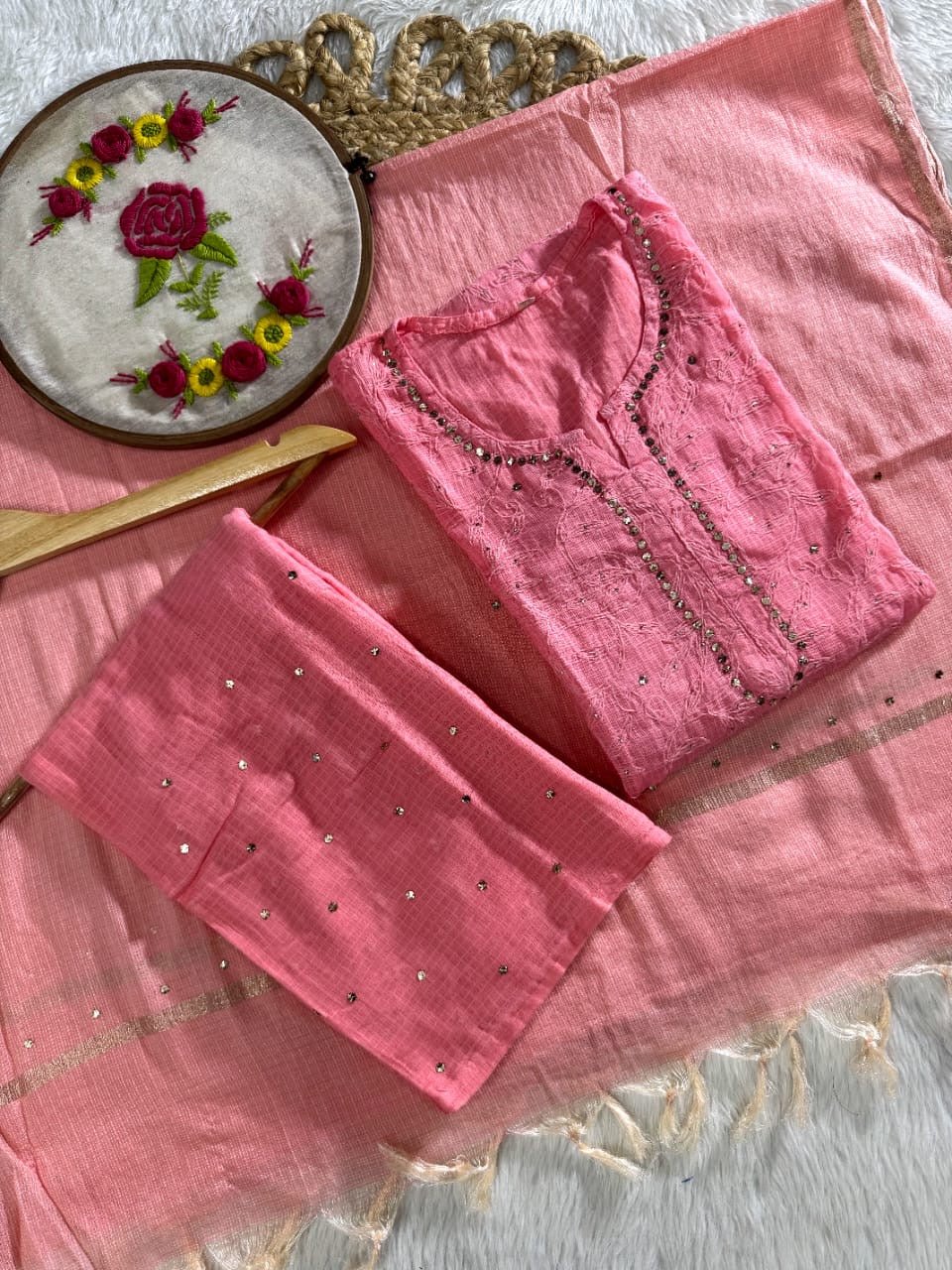 Kota 3pc Fully Muqaish Worked Set - Chikankari official