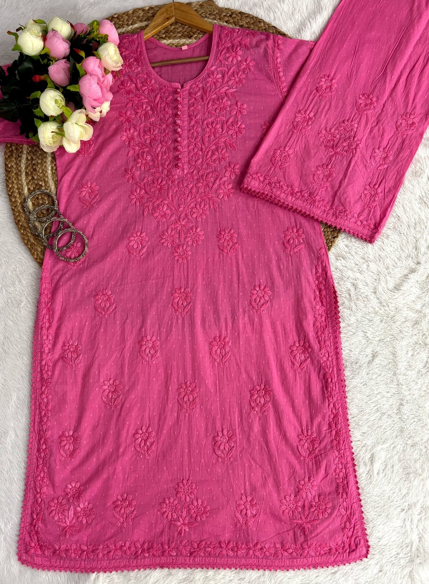 Lace Design Ghaspatti 3d worked chikankari - Chikankari official