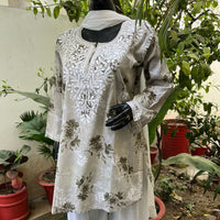 Latest Mul print chikankari Short Top - Chikankari official