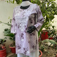 Latest Mul print chikankari Short Top - Chikankari official