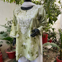 Latest Mul print chikankari Short Top - Chikankari official
