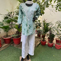 Latest Mul print chikankari Short Top - Chikankari official