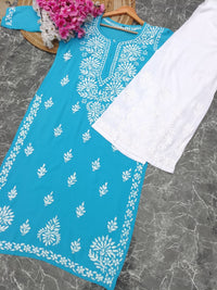 Latest Rayon Contrasting Shades Kurtis - Chikankari official