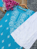 Latest Rayon Contrasting Shades Kurtis - Chikankari official