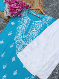 Latest Rayon Contrasting Shades Kurtis - Chikankari official